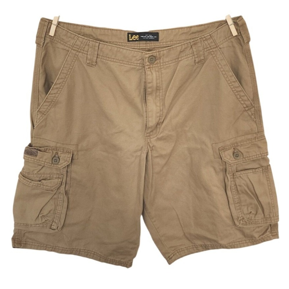 Lee Dungarees Mens Khaki Tan Cotton Twill Cargo Shorts Size 38 102183323